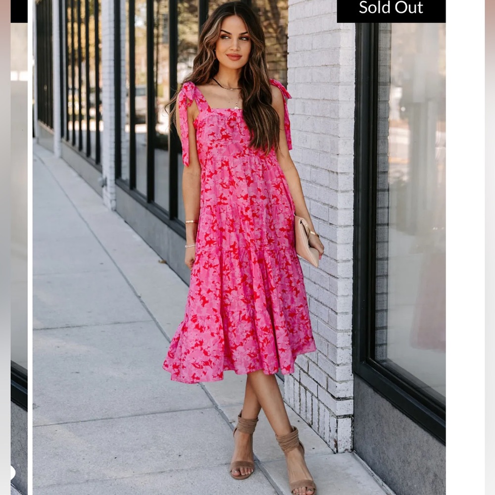 Vici Iliana Cotton Tiered MIDI Dress